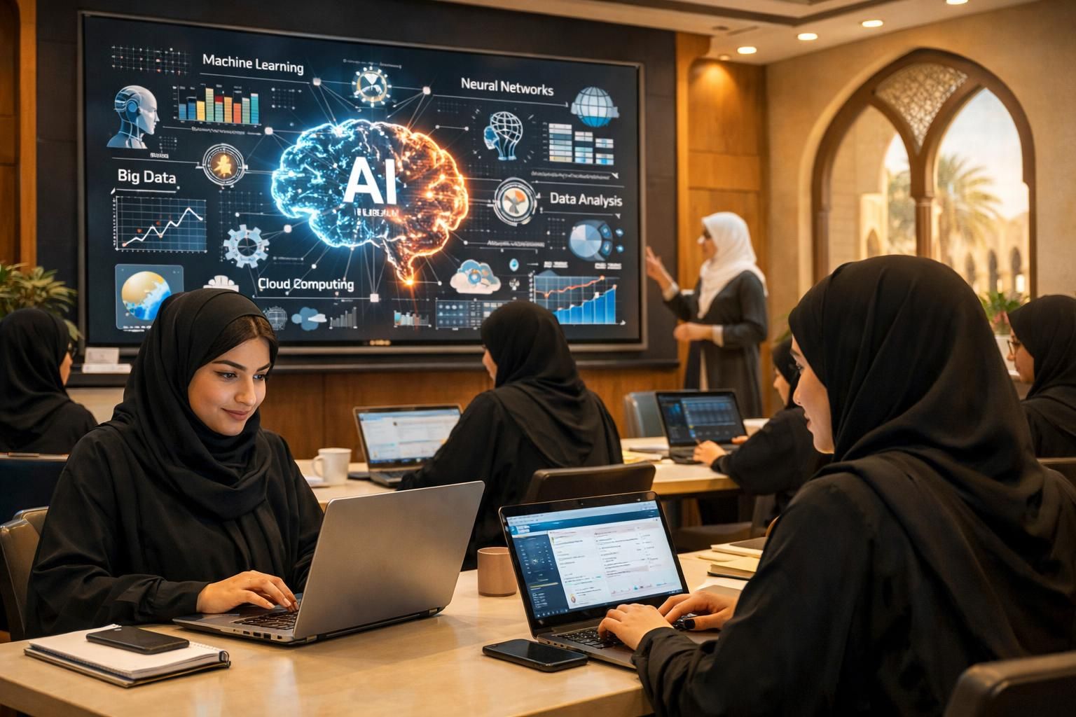 arab saudi memperkuat program pendidikan teknologi khusus untuk perempuan guna meningkatkan keterampilan dan peluang mereka di bidang teknologi.