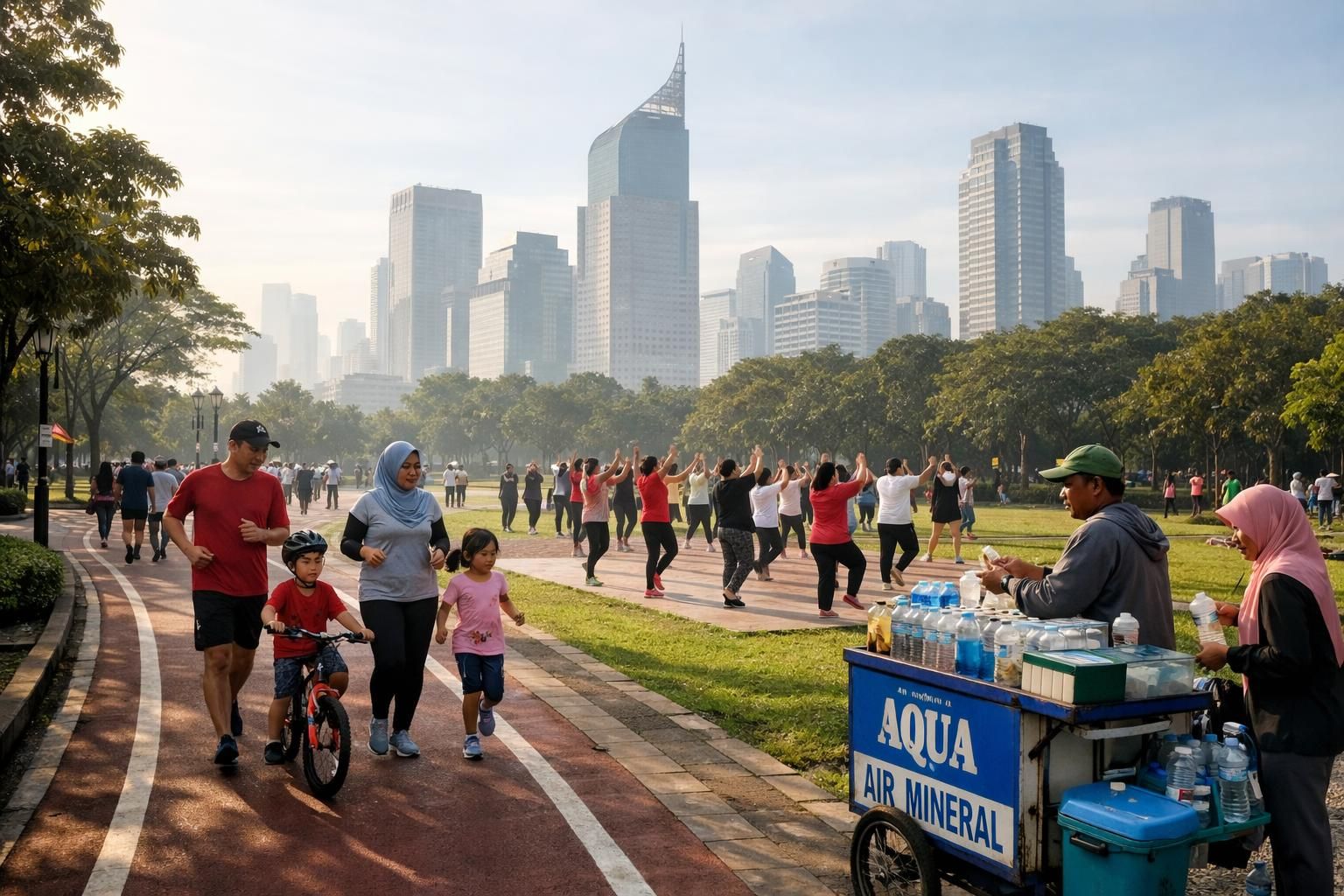 jakarta mendorong kegiatan olahraga keluarga di ruang publik untuk meningkatkan kesehatan dan kebersamaan masyarakat.