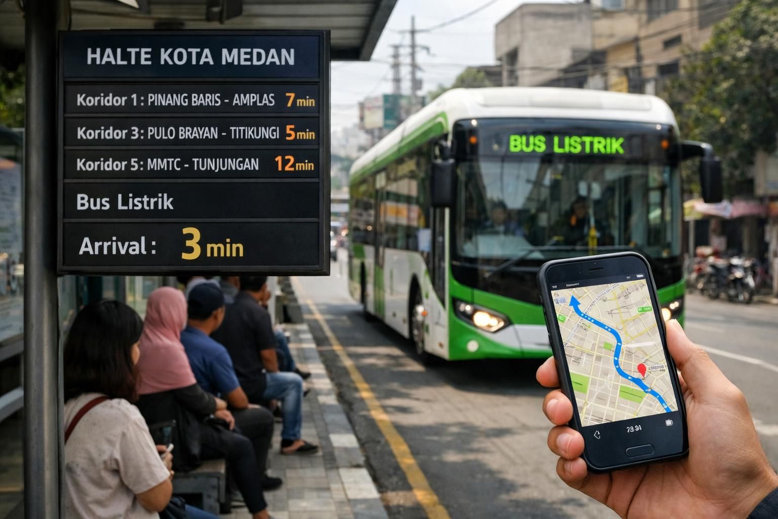 medan menggunakan teknologi gps canggih untuk mengatur dan mengoptimalkan rute bus kota, meningkatkan efisiensi transportasi publik dan kenyamanan penumpang.