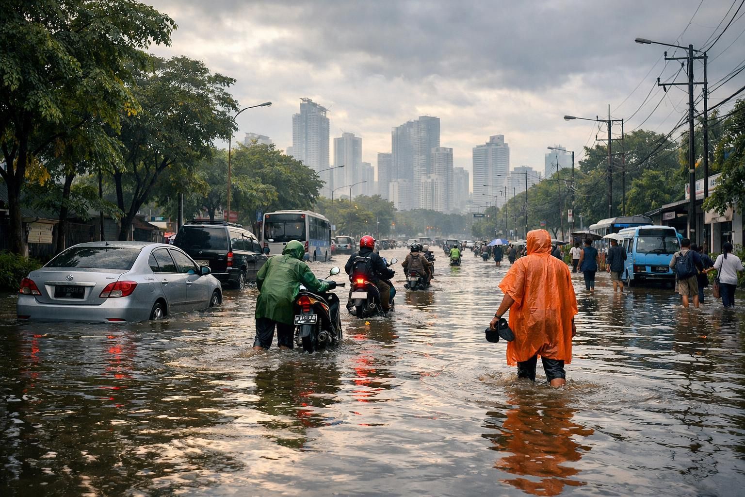 laporan cnbc indonesia tentang potret genangan air yang melanda jakarta hingga tangerang akibat hujan deras semalaman, menyoroti dampak banjir dan kondisi terkini wilayah terdampak.