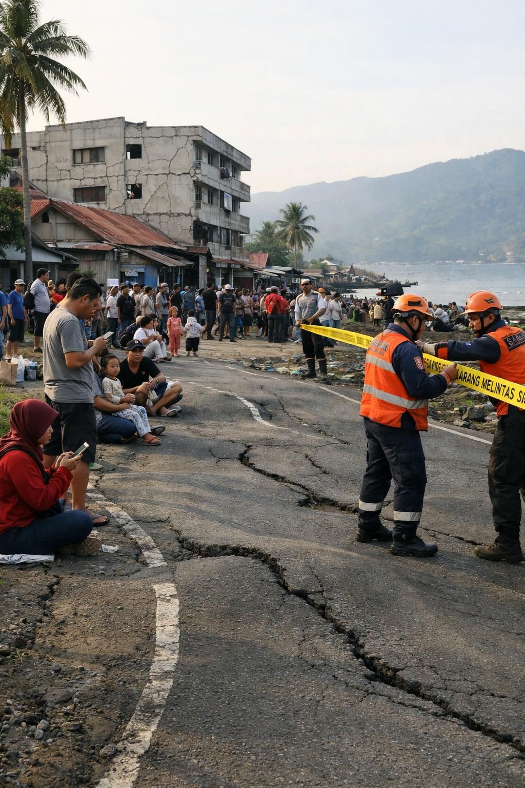 gempa bumi dahsyat berkekuatan magnitudo 7,6 mengguncang sulawesi utara dan maluku utara, membuat aspal jalanan bergoyang. baca laporan lengkap dari bbc untuk informasi terkini dan dampaknya.