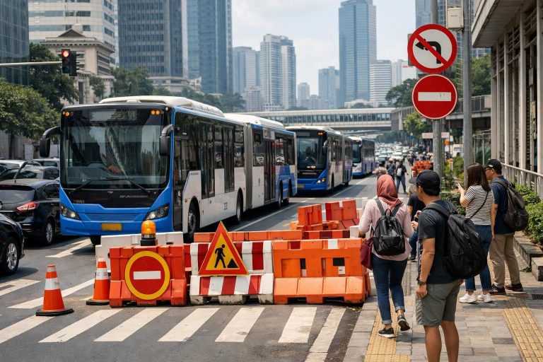 beberapa rute transjakarta berhenti beroperasi sementara akibat penutupan jalan, informasi lengkap tersedia di kompas.com.