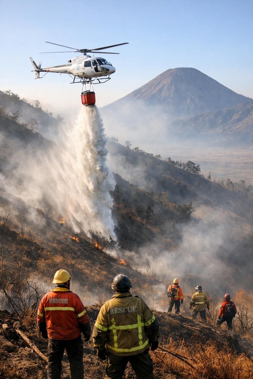 menteri kehutanan meninjau strategi penanggulangan kebakaran di gunung bromo dengan mengoptimalkan penggunaan water bombing untuk melindungi kawasan hutan dan mencegah penyebaran api.