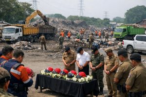 pemerintah provinsi mempersiapkan penutupan tempat pembuangan sampah ilegal di lokasi tragedi di mana petugas pemadam kebakaran meninggal di jakarta timur.