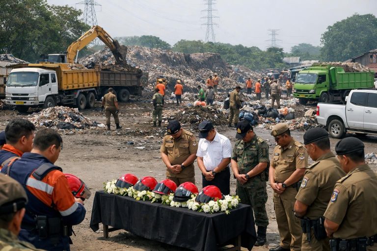 pemerintah provinsi mempersiapkan penutupan tempat pembuangan sampah ilegal di lokasi tragedi di mana petugas pemadam kebakaran meninggal di jakarta timur.