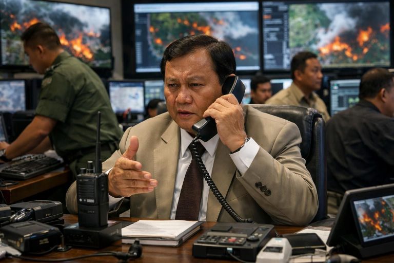 prabowo menghubungi rapat tengah untuk meminta perlengkapan tambahan guna menangani kebakaran hutan dan lahan (karhutla) secara efektif.