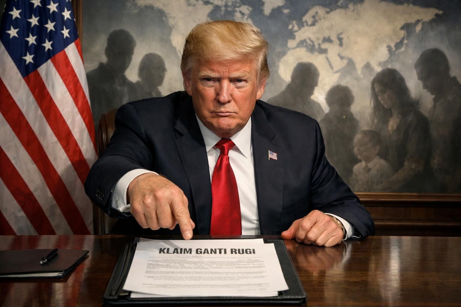 trump menuntut iran untuk membayar ganti rugi kepada semua korban jiwa sebagai akibat dari tindakan mereka.